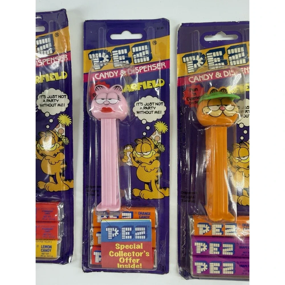 Vintage Garfield‎ PEZ Dispenser Lot 4 Sealed Carded Nermal Arlene Garfield